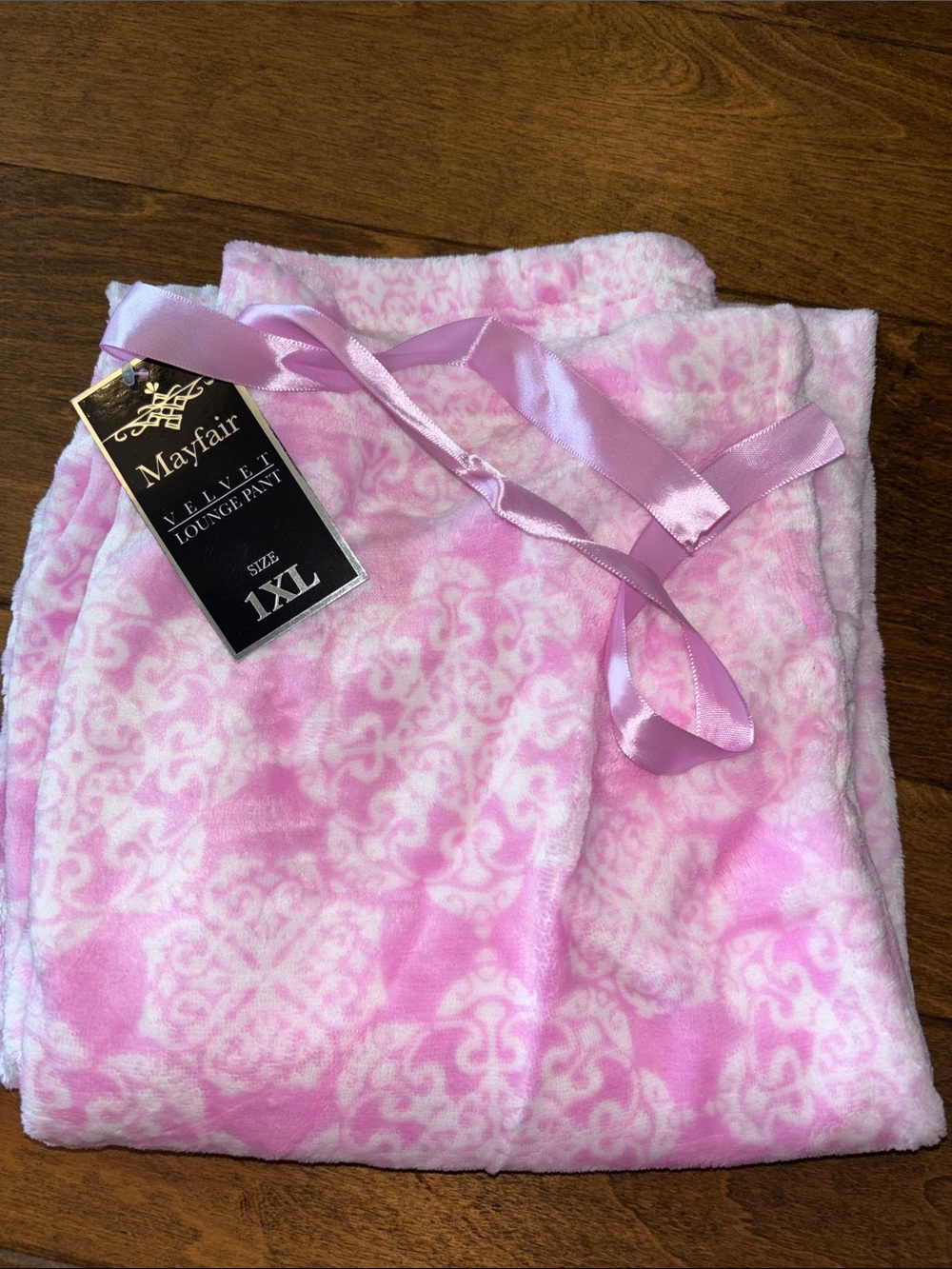Mayfair Pink Velvet Lounge Pants waist 16-20 flat NWT